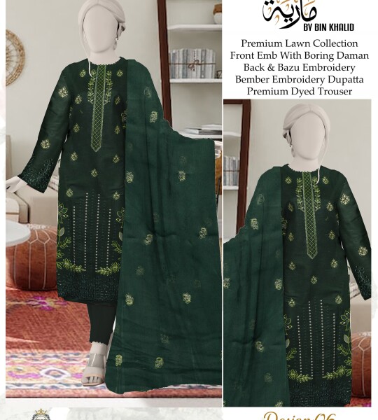 Chicken Kari Daman Lawn Embroidery 3-PCS Suit | BK-18