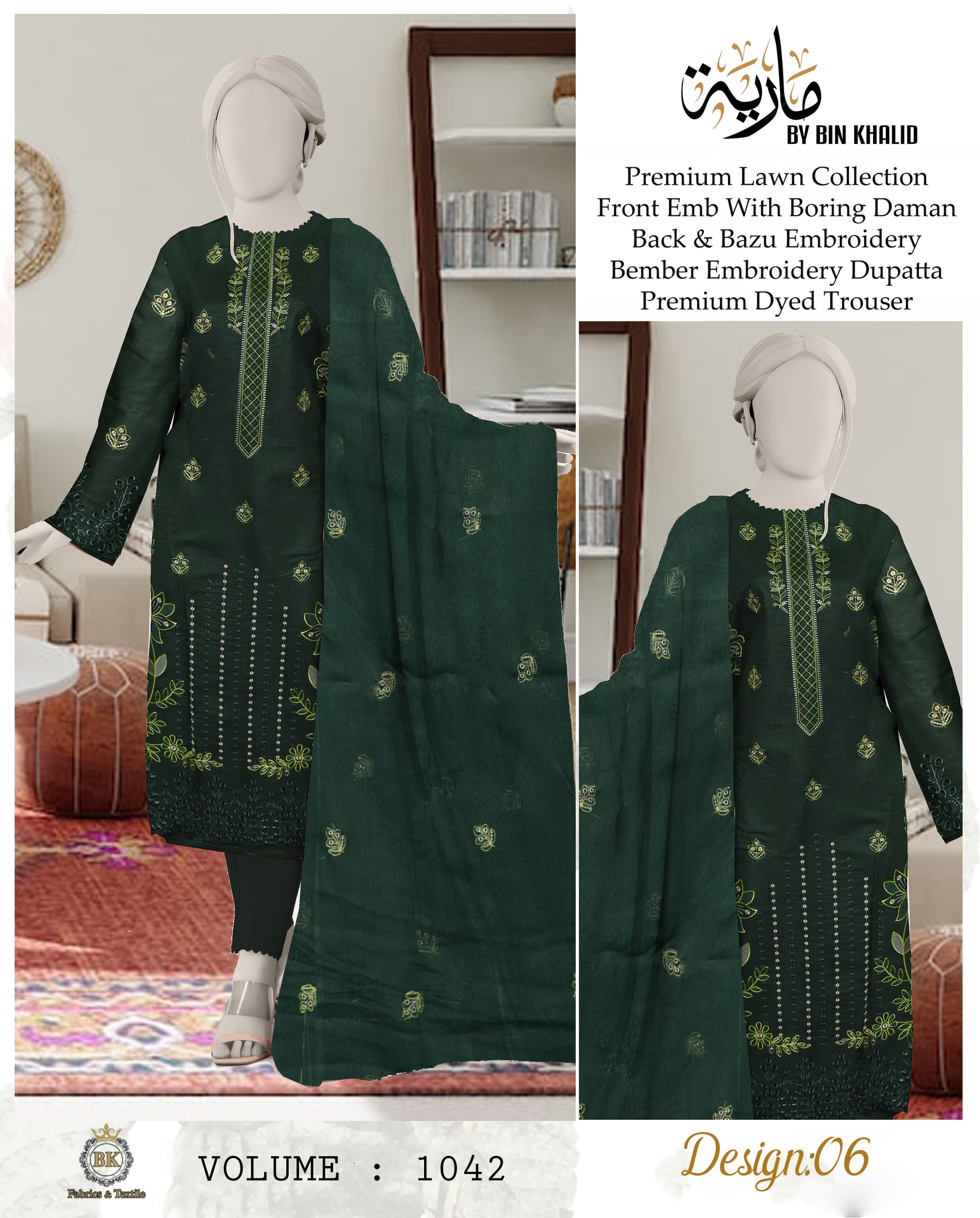 Chicken Kari Daman Lawn Embroidery 3-PCS Suit | BK-18