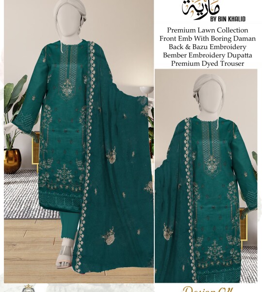 Chicken Kari Daman Lawn Embroidery 3-PCS Suit | BK-16
