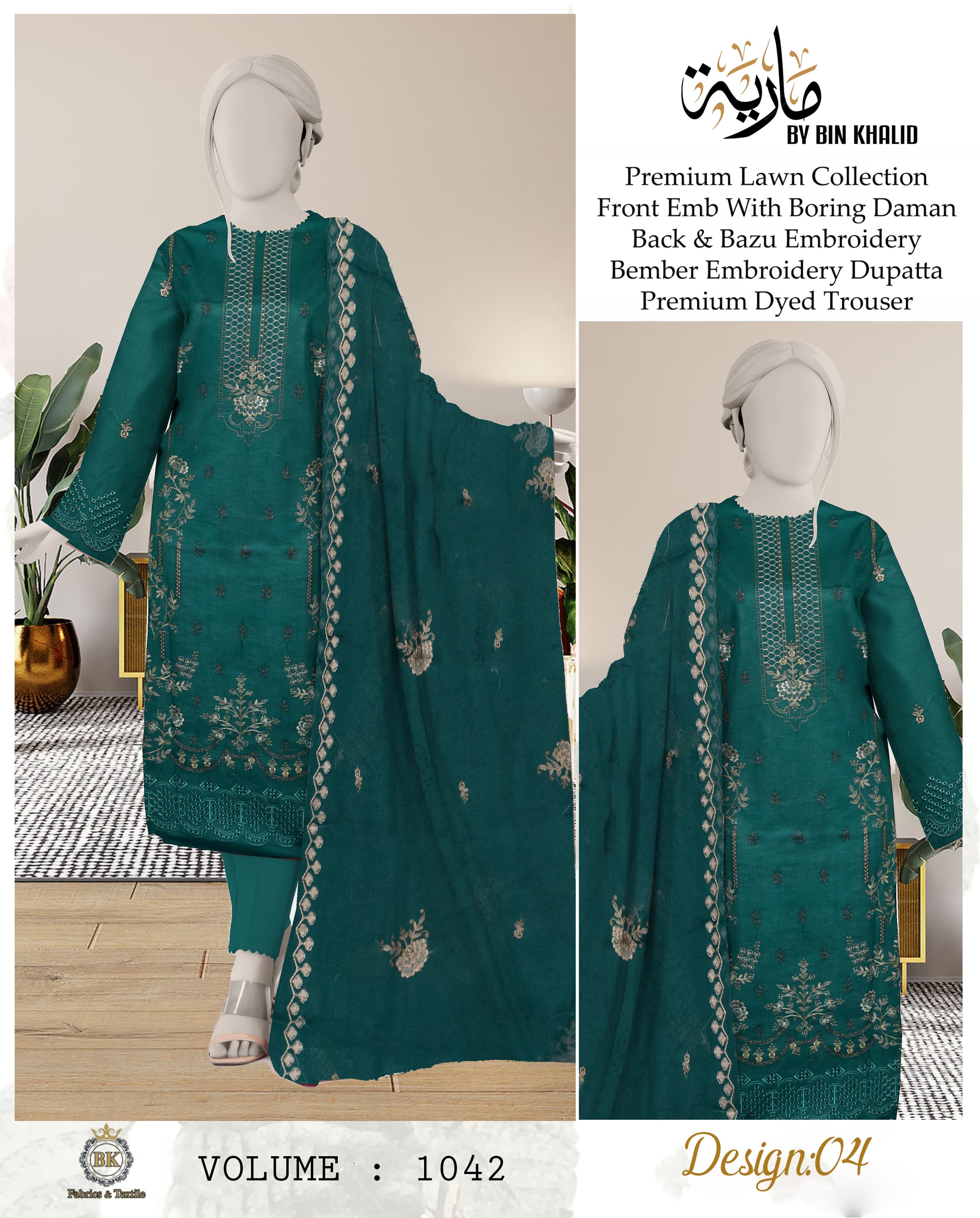 Chicken Kari Daman Lawn Embroidery 3-PCS Suit | BK-16
