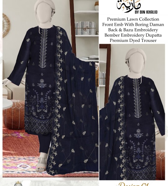 Chicken Kari Daman Lawn Embroidery 3-PCS Suit | BK-15