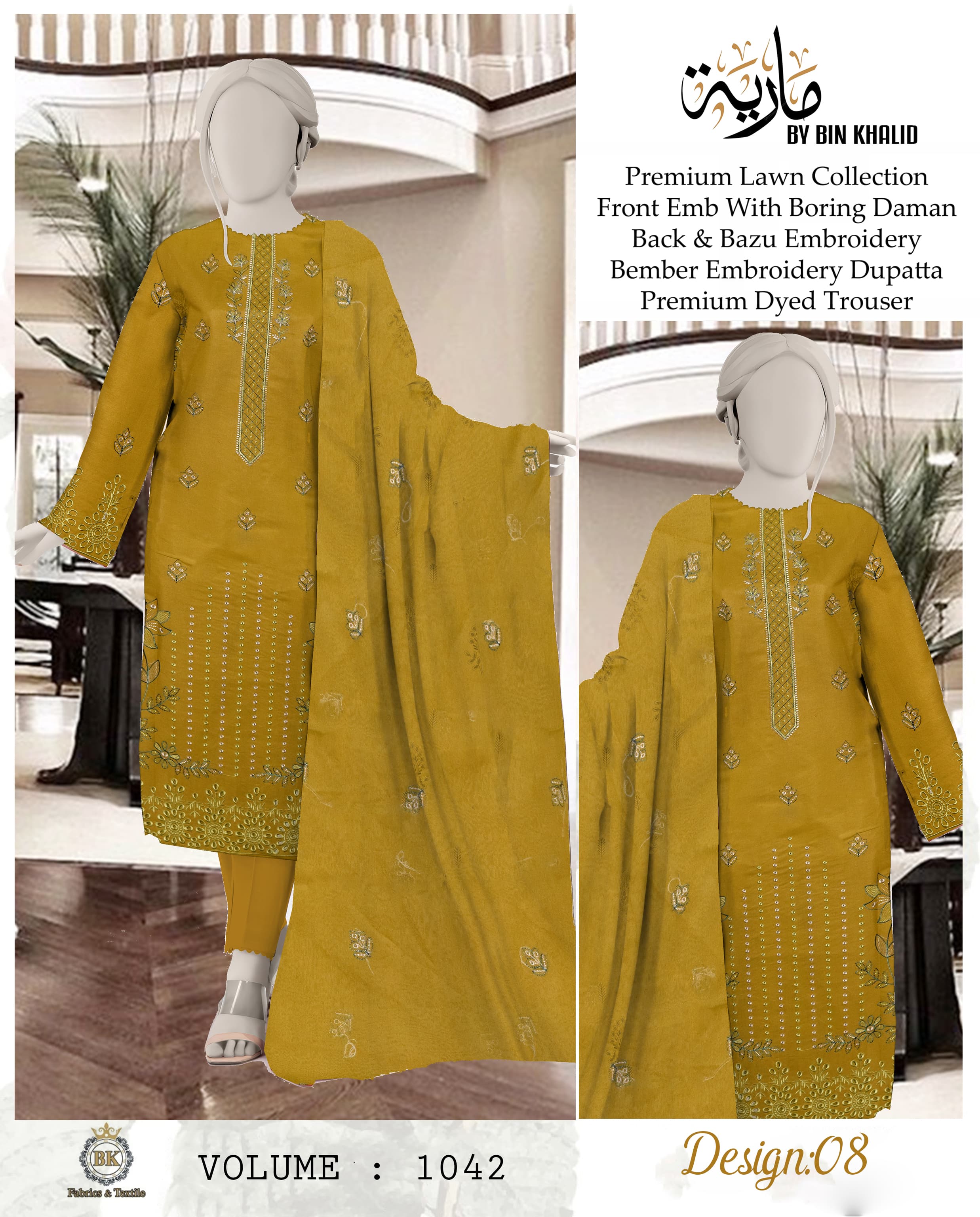 Chicken Kari Daman Lawn Embroidery 3-PCS Suit | BK-13